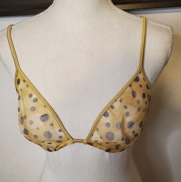 Victoria's Secret Other - Victoria's Secret Sheer Yellow Polka-dot Bra